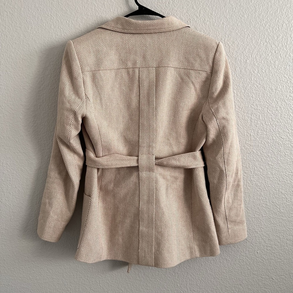 Banana Republic Women's Sz 6 Norfolk Linen Blend Jacket Coat Herringbone - Picture 7 of 10